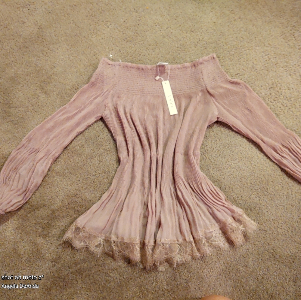Pleated off the shoulder top by LUSH